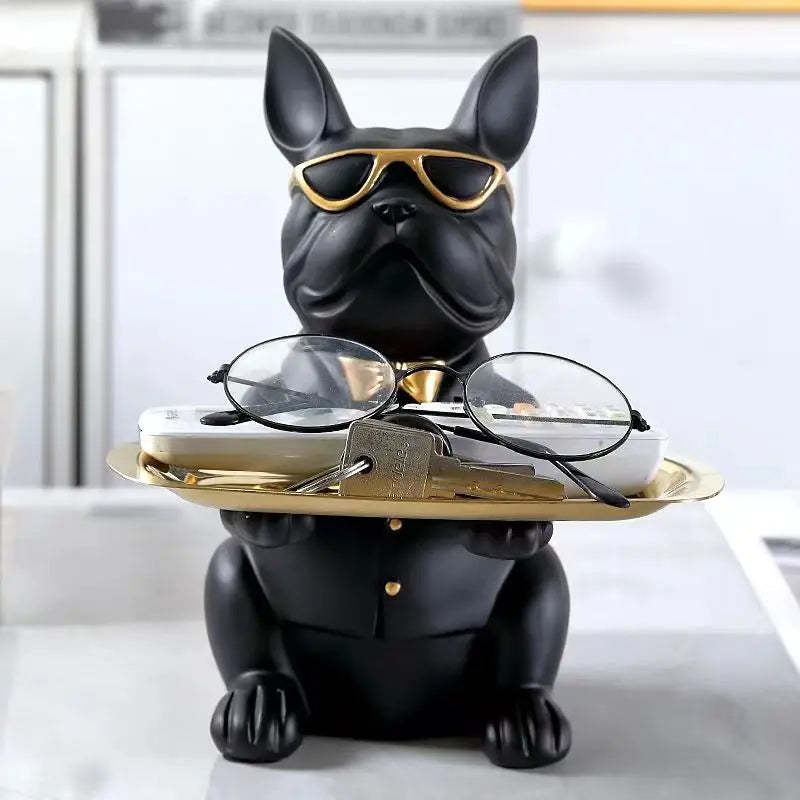 🐶✨ “Bulldog Butler™ – Multifunctional Resin Tray Statue”