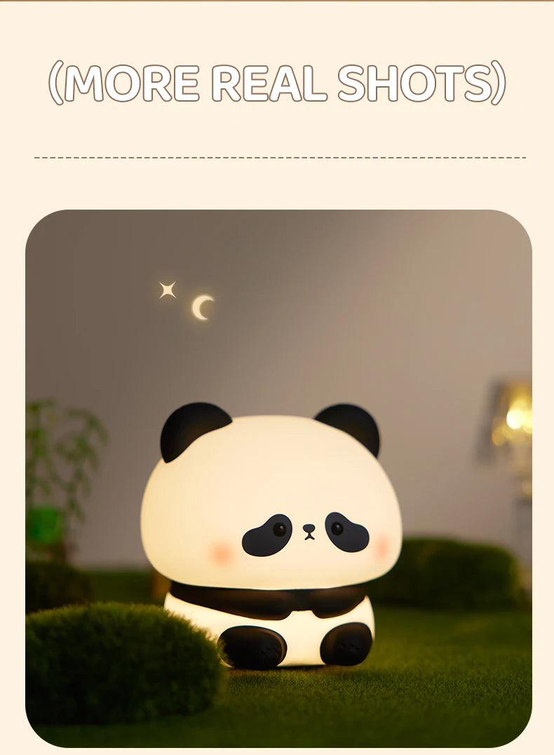 Panda LED Night Light –Soft Silicone Night Lamp, Touch & USB Rechargeable 🐼✨