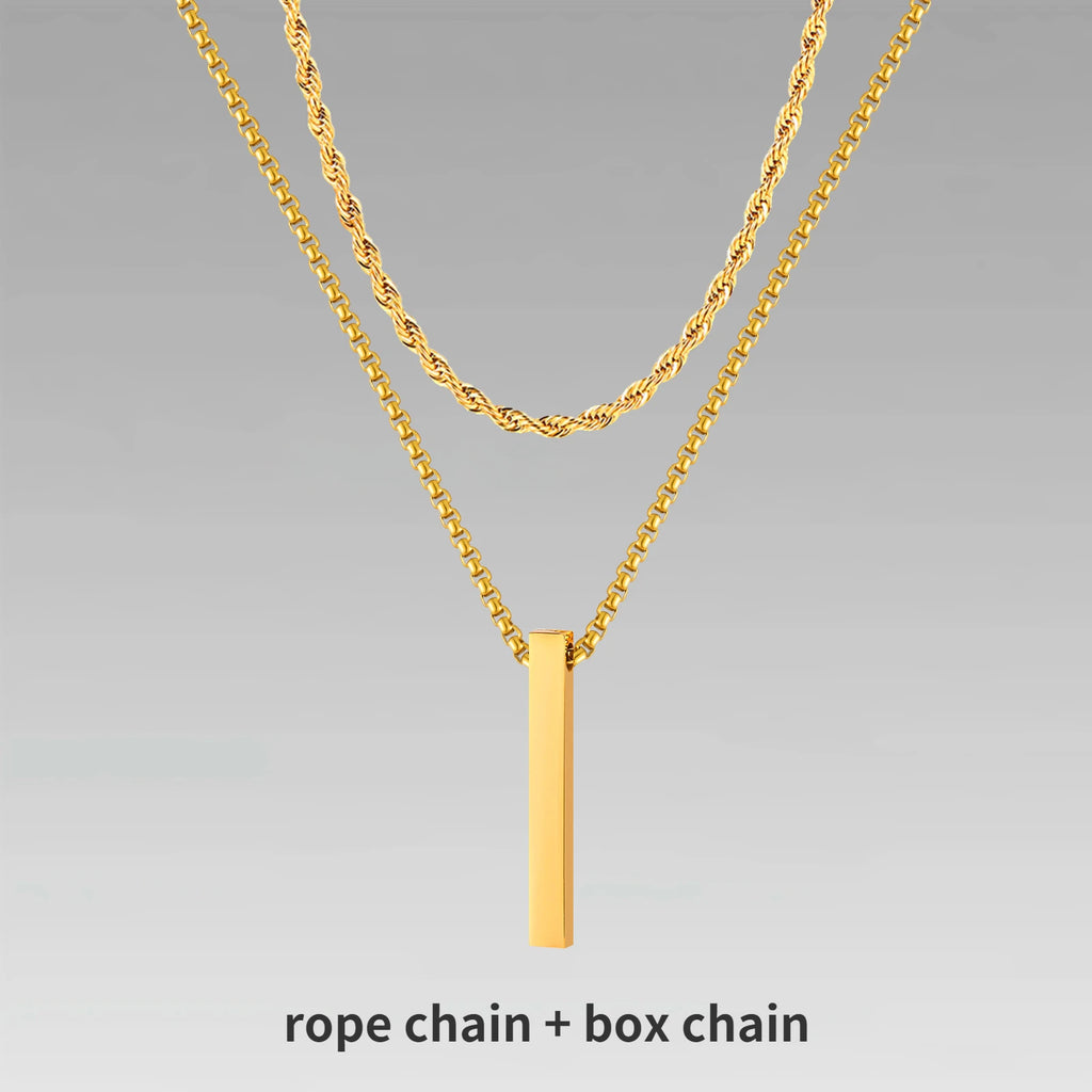 🔗 Bold Men’s Pendant Necklace – Stainless Steel Statement Chain (Gold & Silver)