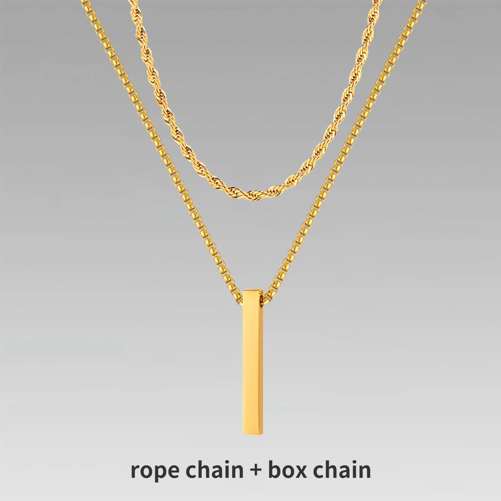 🔗 Bold Men’s Pendant Necklace – Stainless Steel Statement Chain (Gold & Silver)