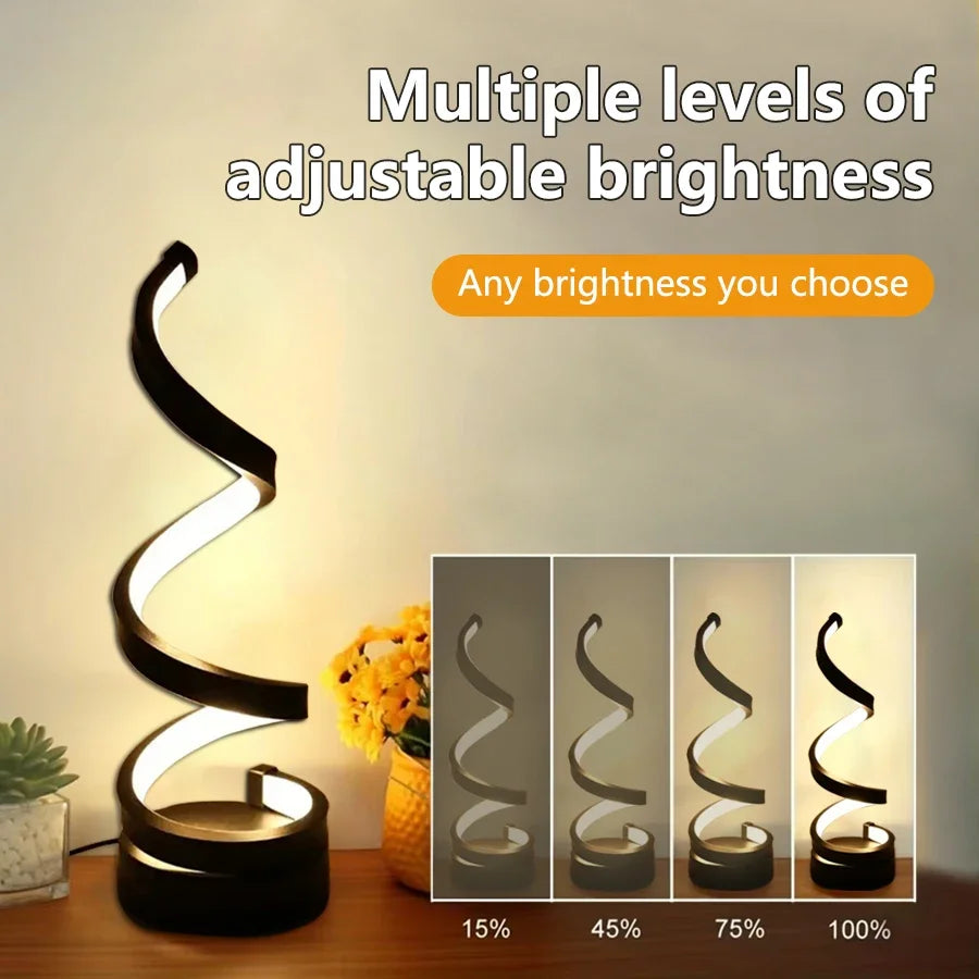 Spiral LED Night Light – Dimmable USB Spiral Lamp with 3 Tones of Light 💡✨