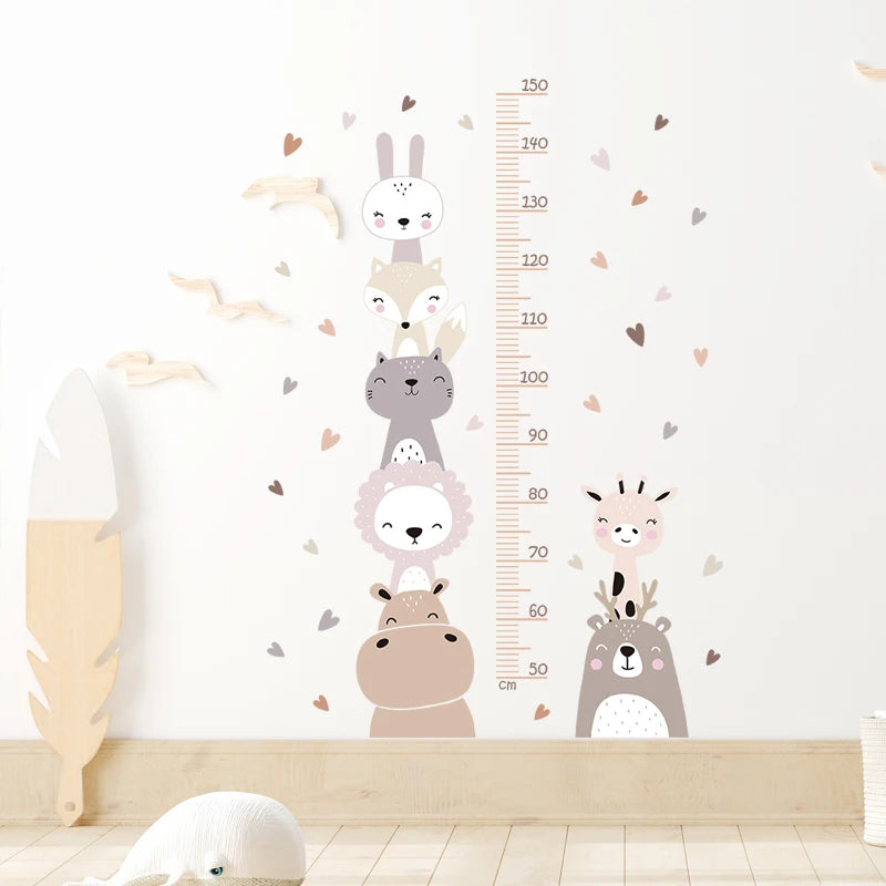 🌈📏 Cute Kids Height Chart Wall Stickers – Removable PVC Growth Ruler 🚀🐻
