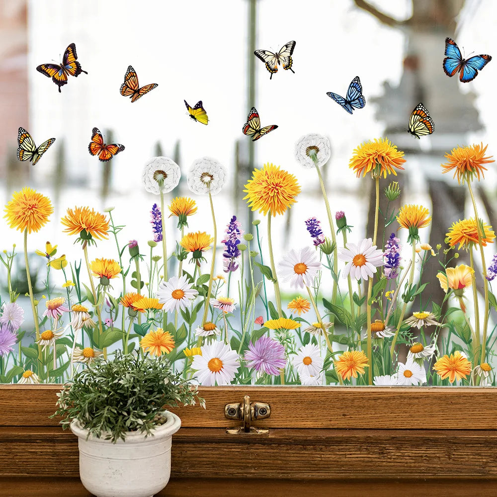 🌿 Wall Art Stickers – Nature Window Views & Hanging Décor 🌼🕊️