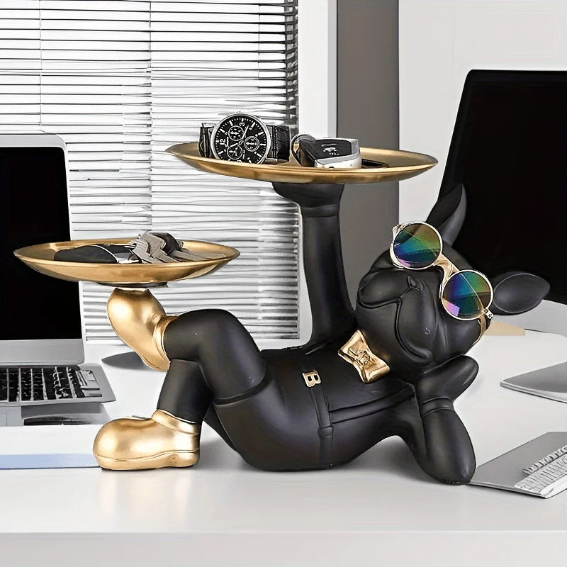 🐶✨ “Bulldog Butler™ – Multifunctional Resin Tray Statue”