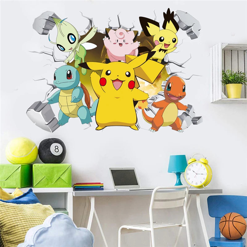 ✨ Pikachu & Friends Pokémon Wall Stickers – Cute Cartoon Room Décor for Kids | 4 Designs