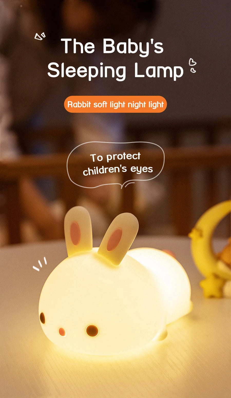 Rabbit Lamp RGB 16 Colours - Silicone Night Light Touch & Rechargeable 🌙✨