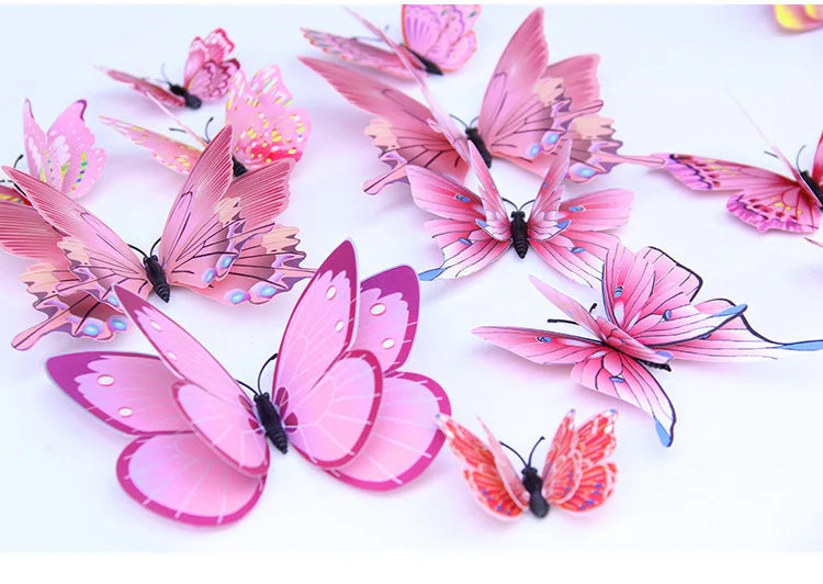 🌈 3D Butterfly Wall Stickers – Double-Layer Decorative Set (12pcs) 🦋✨