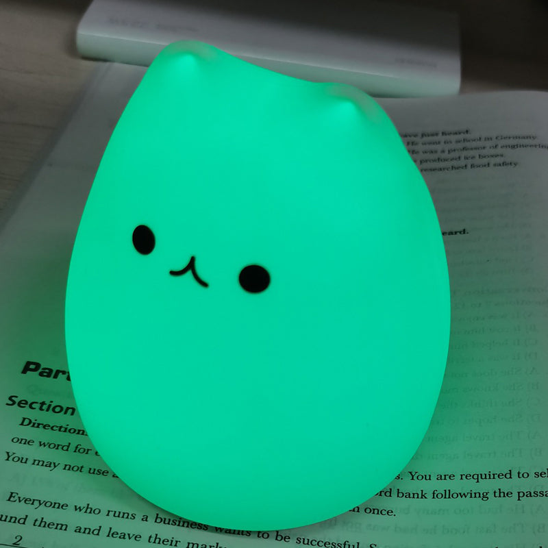 Cute Cat Baby Night Light 🐱✨ – 7 Colours, Touch, Soft Silicone • USB Rechargeable