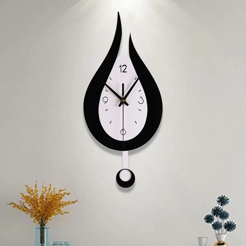 🕒 Drop-Shaped Wall Clock - Black & White Modern Design
