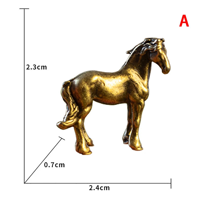 🐴 Mini Brass Horse Figurines – Vintage Zodiac Desktop Decor