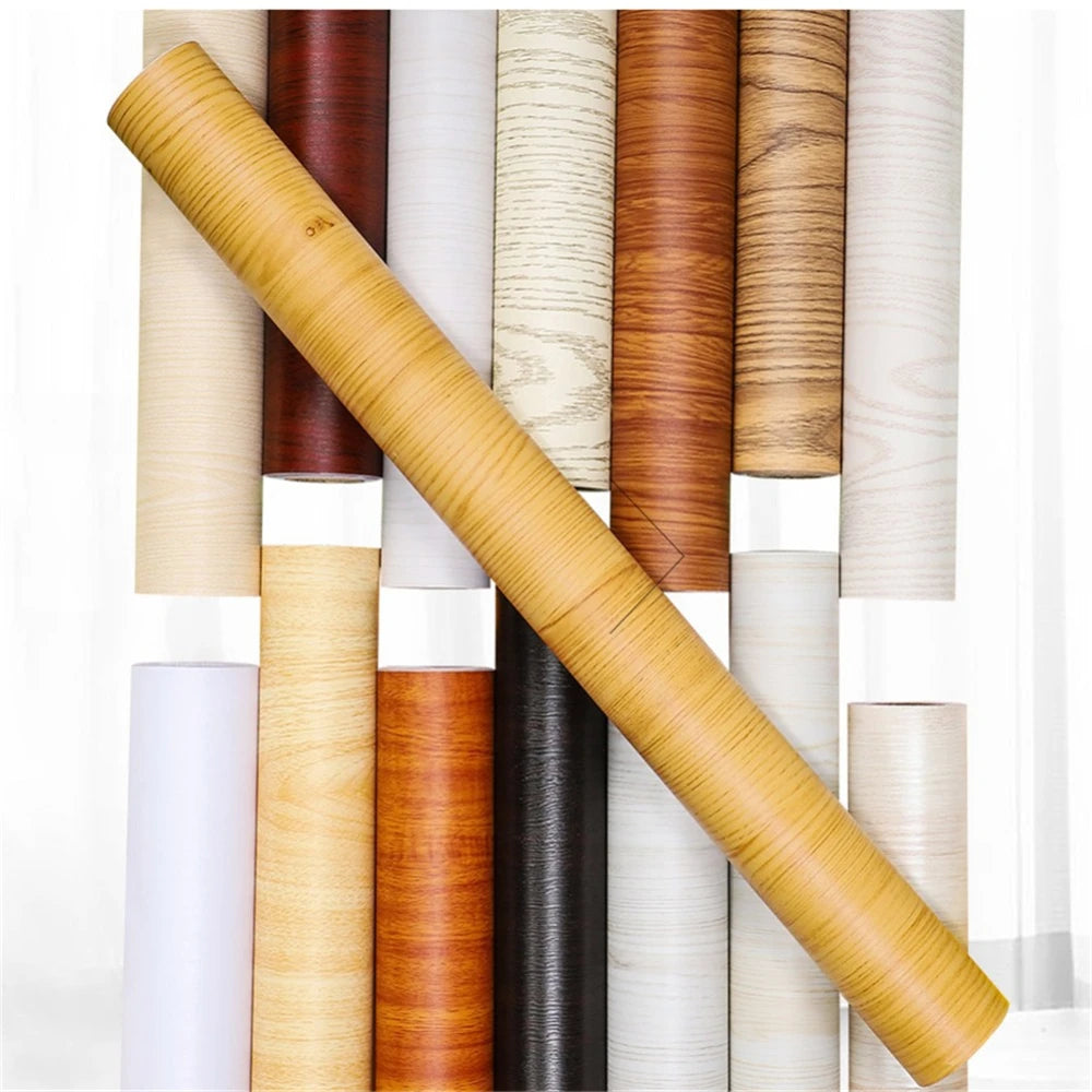 🪵✨ Wood-Grain PVC Waterproof Adhesive Wallpaper – Multiple Sizes & Colors
