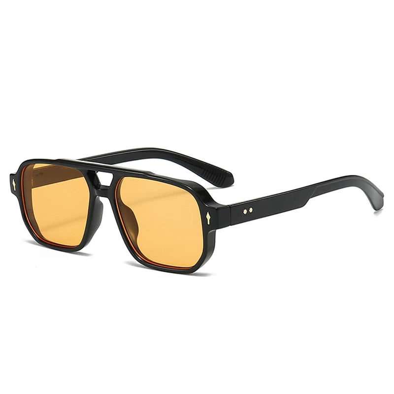 Vintage Square Double-Bridge Sunglasses 😎 | UV400 Unisex Fashion