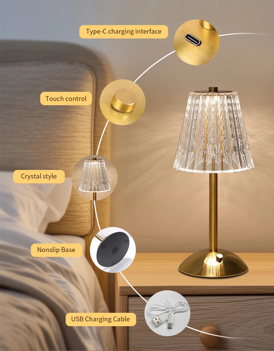 LED Touch Table Lamp – Rechargeable & Dimmable Table Lamp ✨