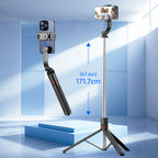 F15 68” Tripod & Selfie Stick with Wireless Remote – 360° Rotation Phone Stand for TikTok, Vlogging & Photography 📱🎬