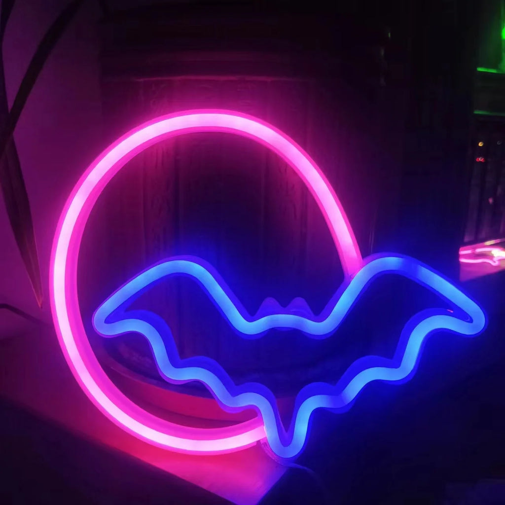 🎃 Neon LED Horror-Cute Wall Lights | Luminescent Wall Decorations 🦇✨