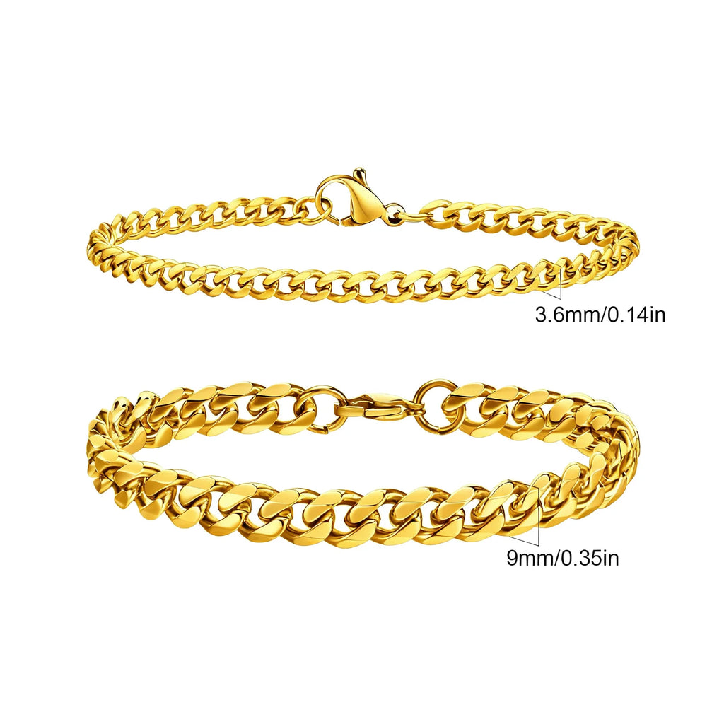 ✨ Premium Cuban Link Bracelet Set – Men’s Stainless Steel Chain (Gold/Silver/Black) ✨