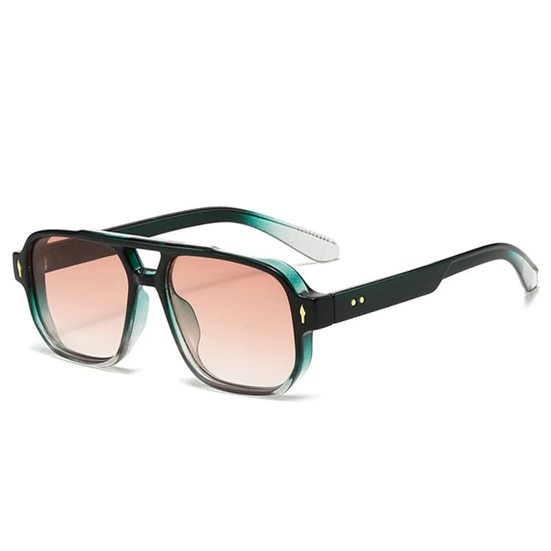 Vintage Square Double-Bridge Sunglasses 😎 | UV400 Unisex Fashion