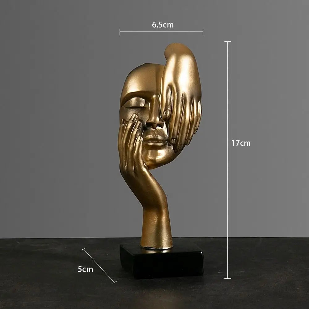 ✨ Resin Abstract Face Sculpture – Modern Nordic Art Décor 🖤🤍💛