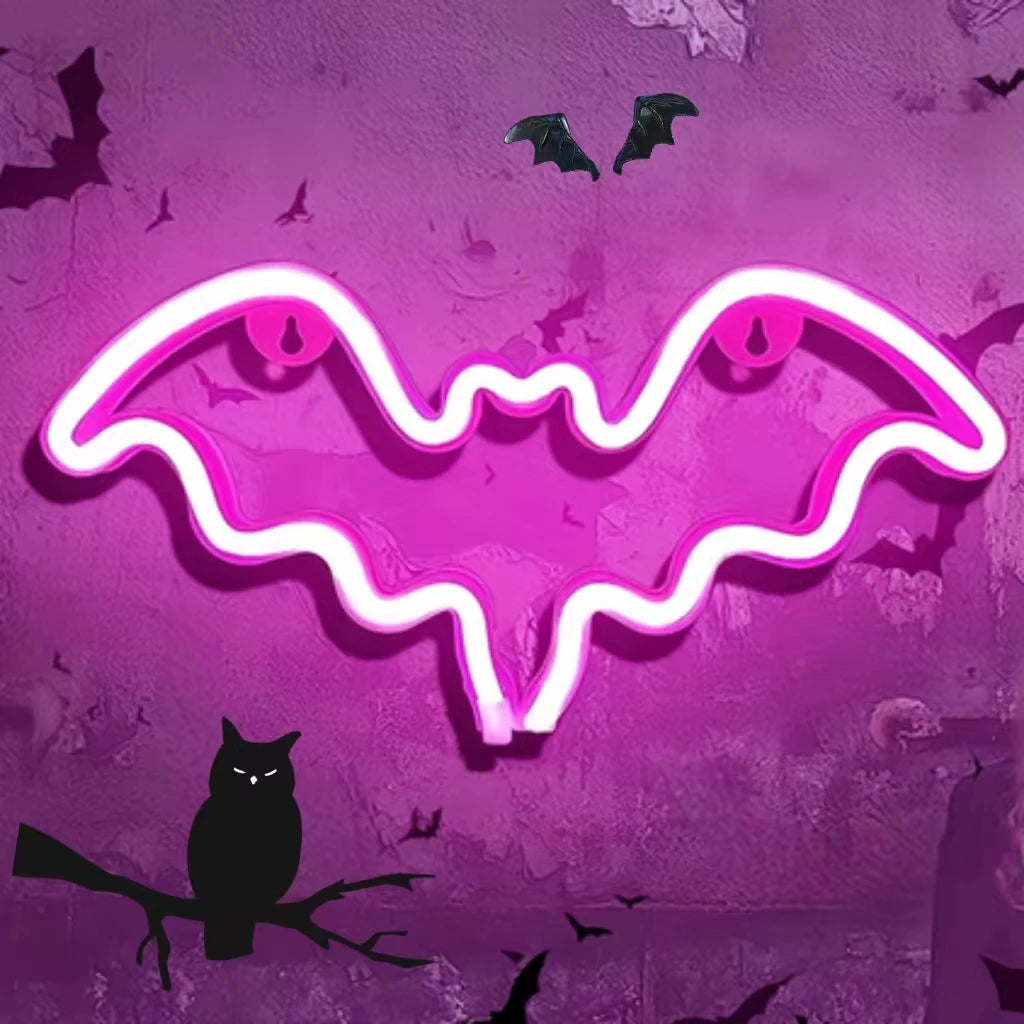 🎃 Neon LED Horror-Cute Wall Lights | Luminescent Wall Decorations 🦇✨