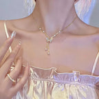 🌟 Waterdrop Tassel Pendant Necklace – Elegant Stainless Steel Jewelry for Women 💖✨