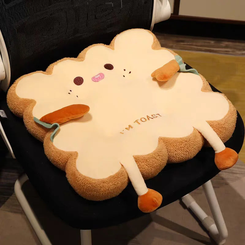 Soft Toast Cushion for Chair 🍞✨ | Comfortable, Cute and Washable - Happy or Angry Version