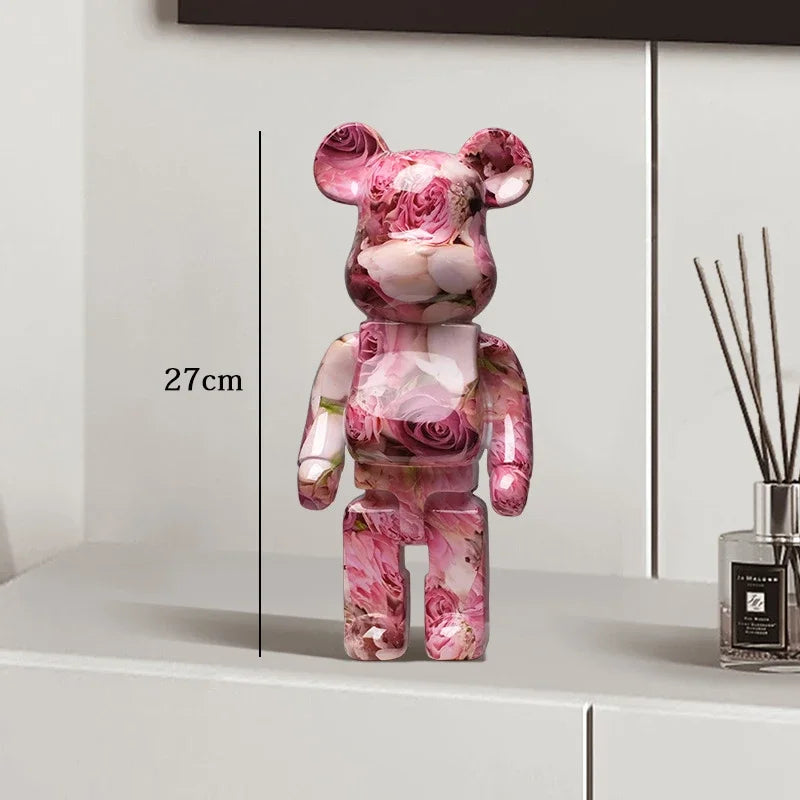 🧸✨ Graffiti Bear Resin Statue – 27cm Artistic Decor Figurine