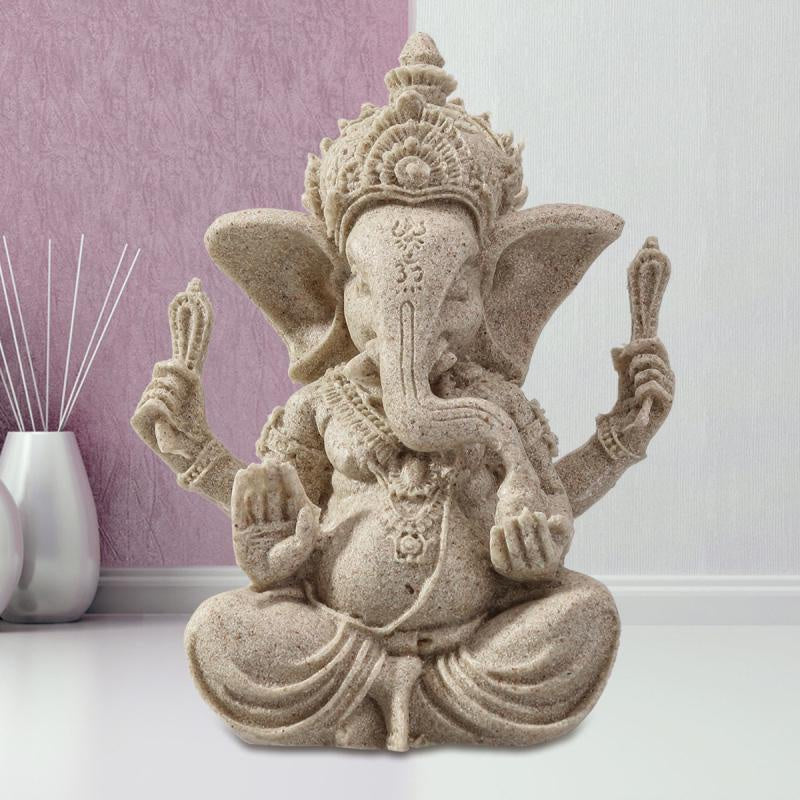 🌿 Sandstone Ganesha Elephant Statue – Handmade Spiritual Home Decor 🐘✨