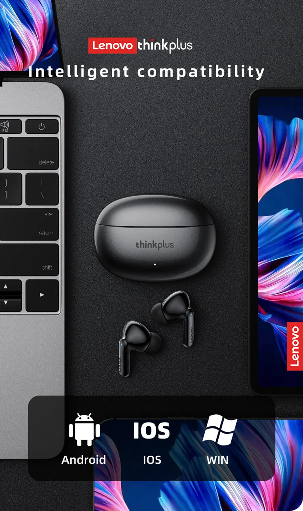 🎧 Lenovo Bluetooth 5.3 Dual-Mixed Stereo Earbuds – Noise Reduction, Deep Bass & Smart Touch Control ✨