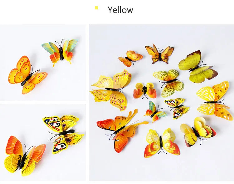 🌈 3D Butterfly Wall Stickers – Double-Layer Decorative Set (12pcs) 🦋✨
