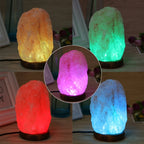 USB Himalayan Salt Lamp with Wooden Base - Multicolour LED 🌈✨