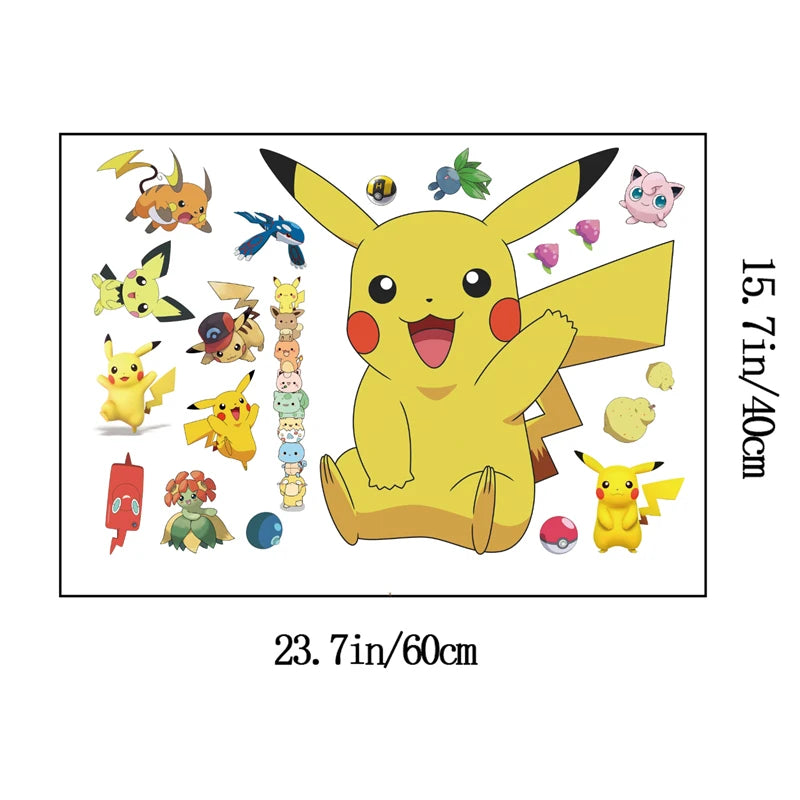 ✨ Pikachu & Friends Pokémon Wall Stickers – Cute Cartoon Room Décor for Kids | 4 Designs