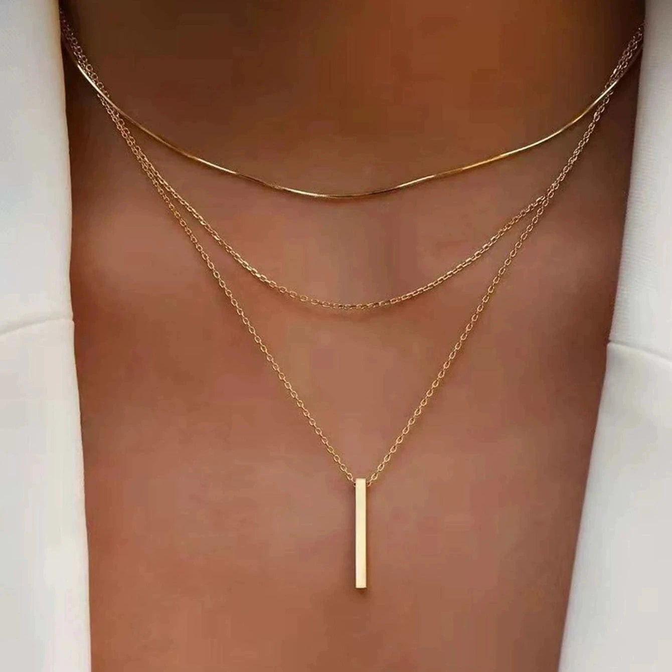 Minimalist Fine Bar Pendant Necklace for Women ✨ | Elegant Slim Charm Jewelry