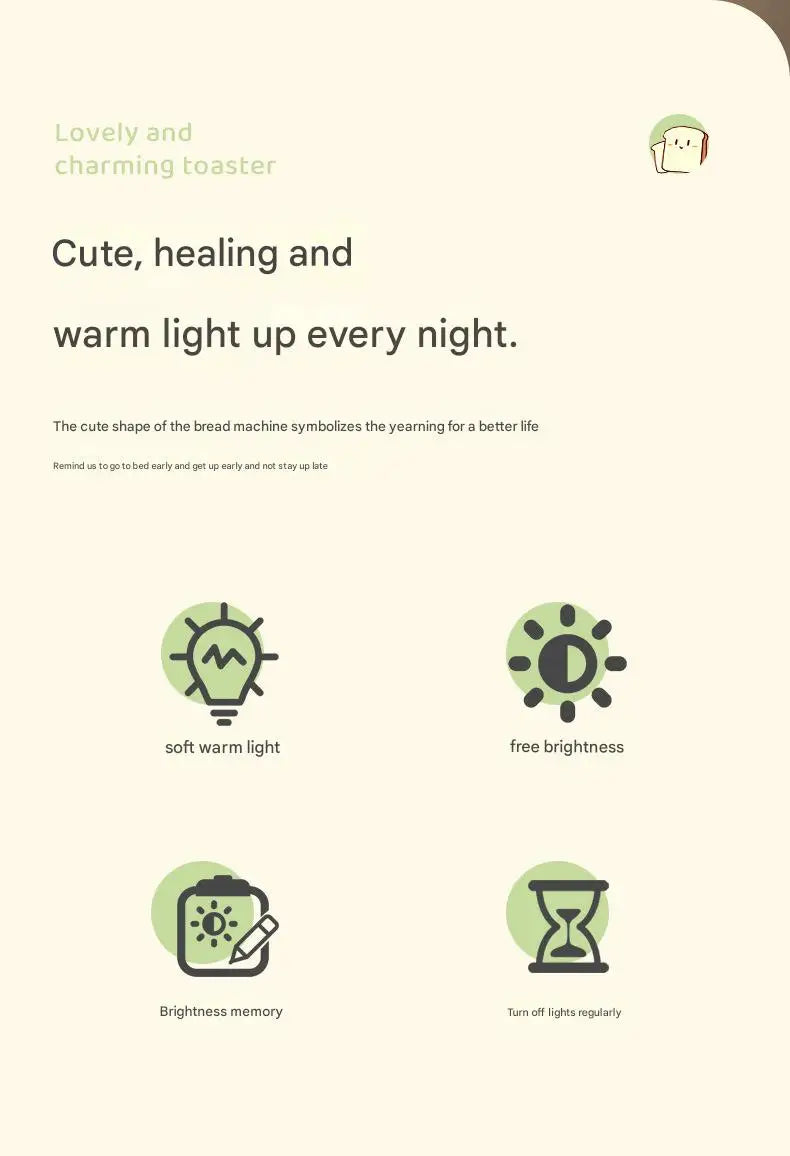 🧡 Toast Maker Night Light –Rechargeable Creative Night Lamp (Pink / Green)