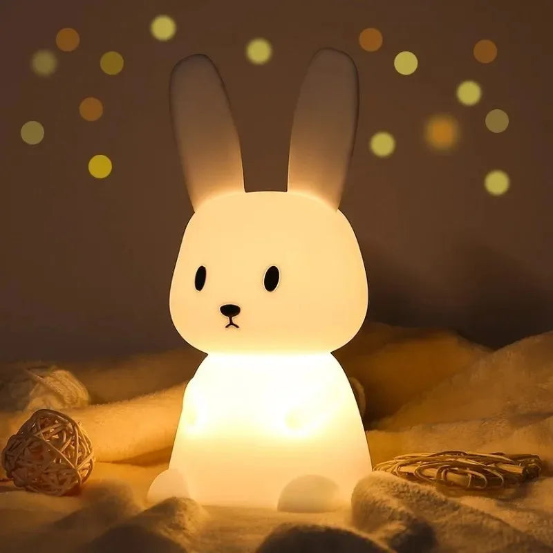 🐰 LED Night Light – Cute Silicone Rabbit Touch Lamp
