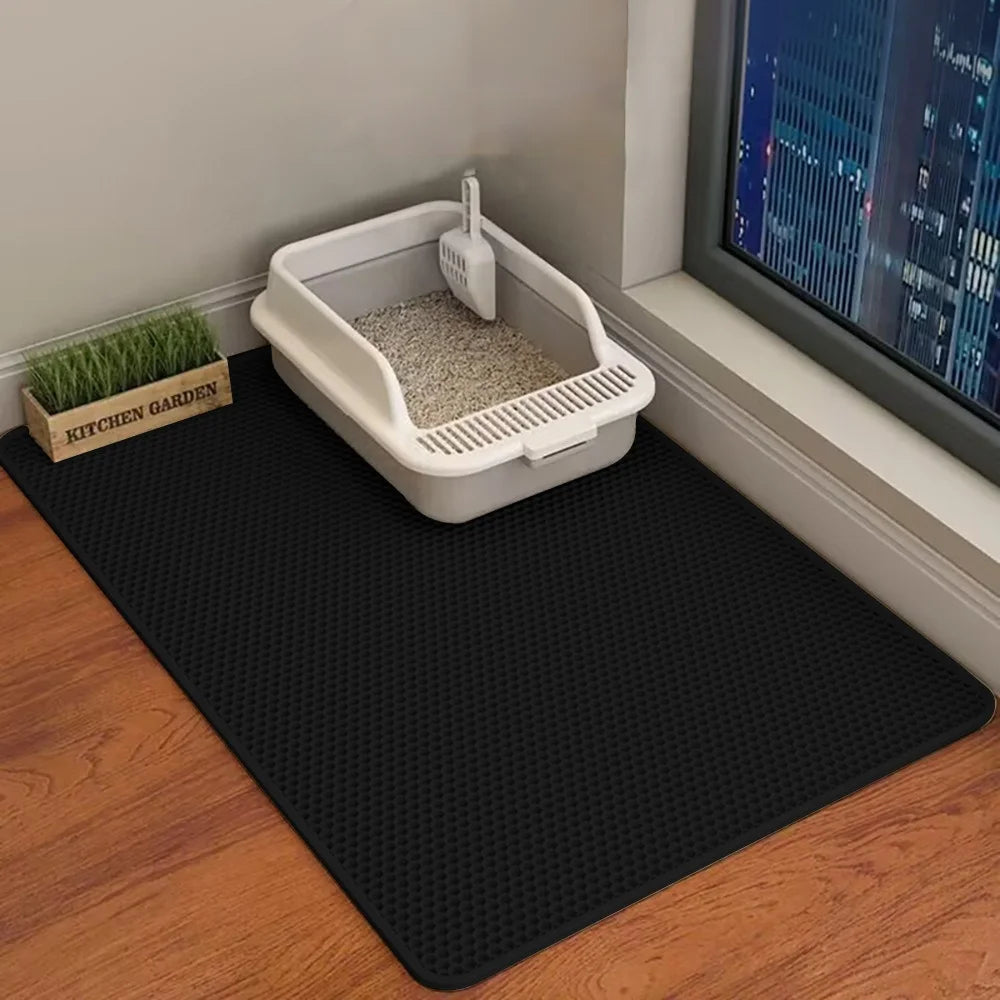 Double-Layer Cat Litter Trapping Mat 🐾 | Waterproof, Easy-Clean & Anti-Tracking