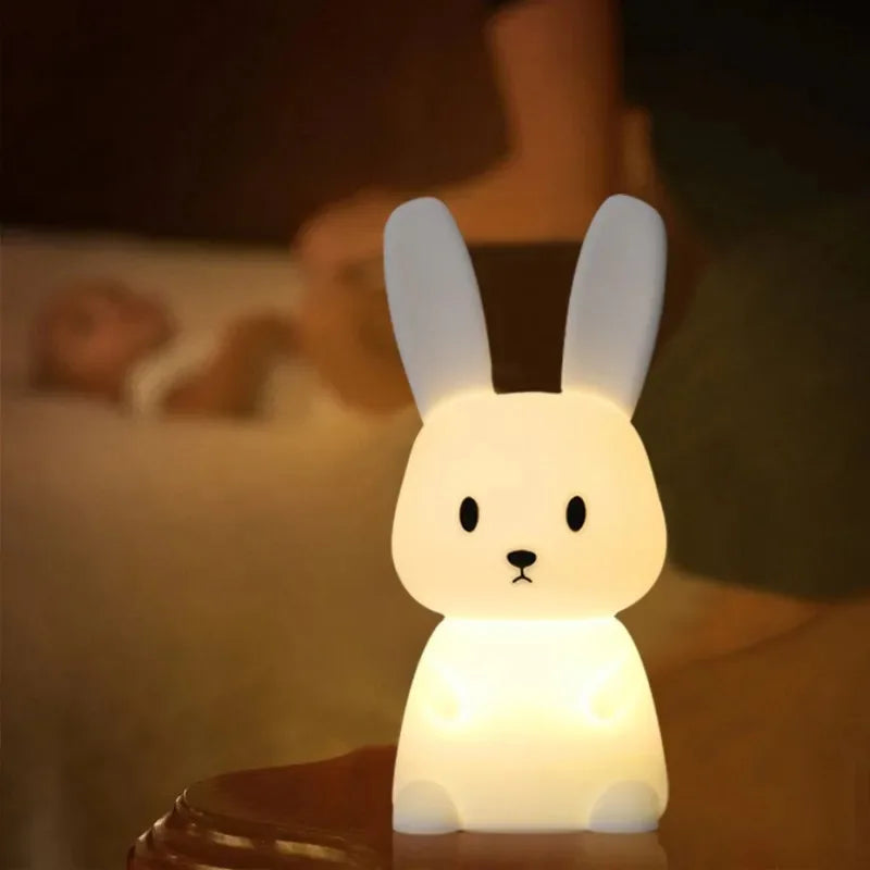 🐰 LED Night Light – Cute Silicone Rabbit Touch Lamp