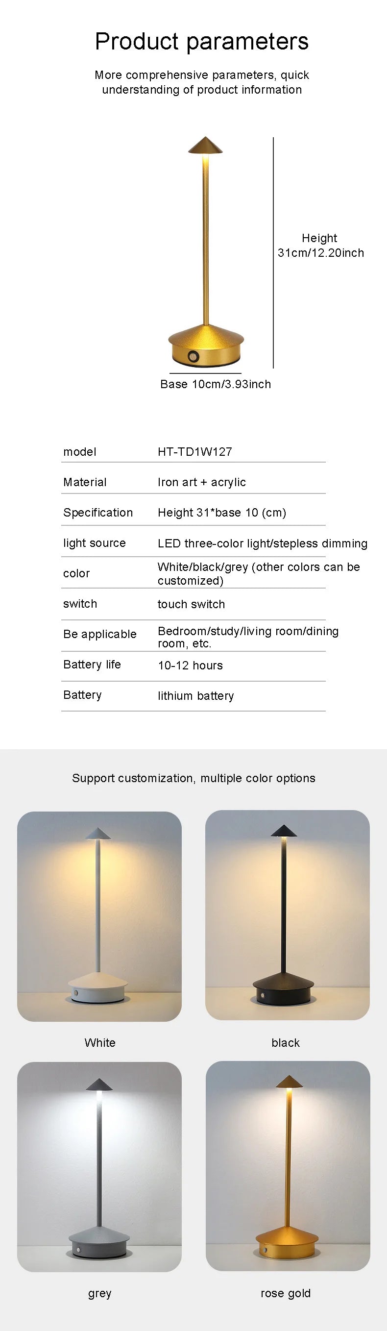Creative Touch LED Table Lamp – Rechargeable Table Lamp 🌙✨
