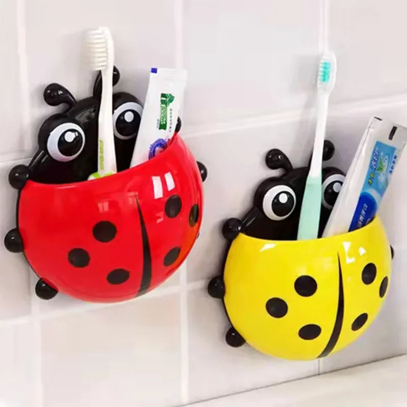 Ladybug Toothbrush Holder 🐞 | Bathroom Holder with Suction Cup - Coloured Organiser
