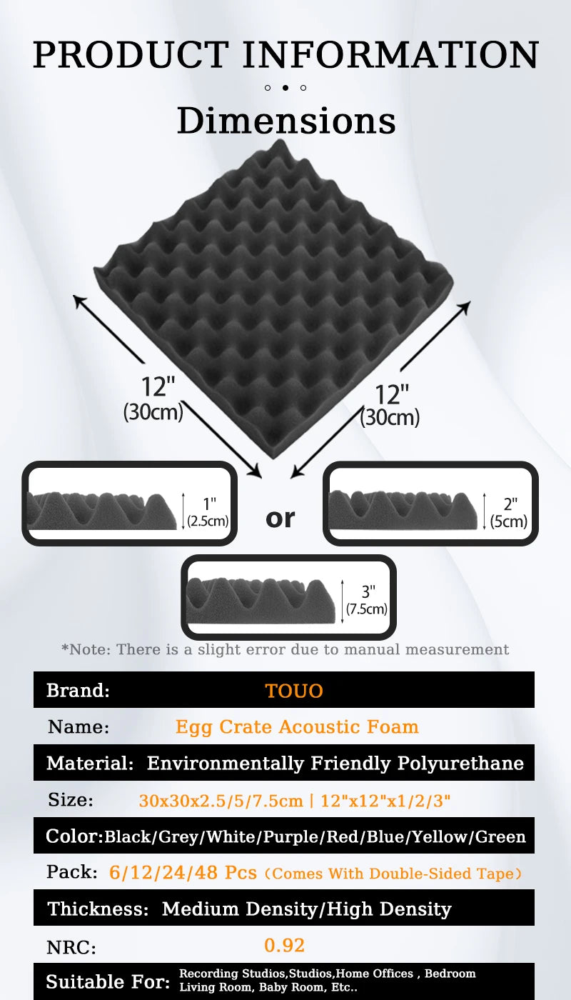 Premium Acoustic Foam Panels 🎙️🔇 | High-Density Soundproof Wall Tiles | Studio, Gaming, Podcast, Home Setup