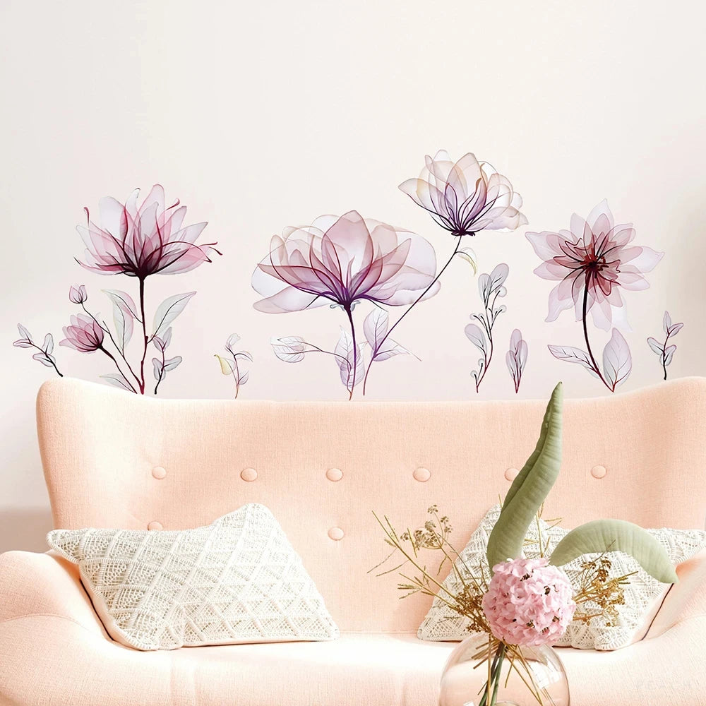 🌸 Elegant Floral Wall Sticker – Large Blooming Flowers for Bedroom & Living Room Decor