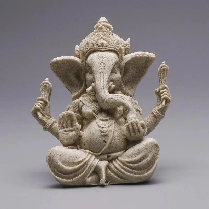 🌿 Sandstone Ganesha Elephant Statue – Handmade Spiritual Home Decor 🐘✨