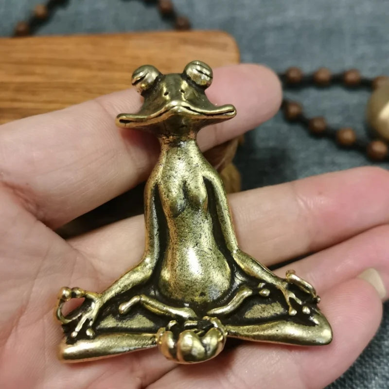 🐸✨ Zen Animal Brass Statues – Meditation Frog & Kung Fu Turtle Collection