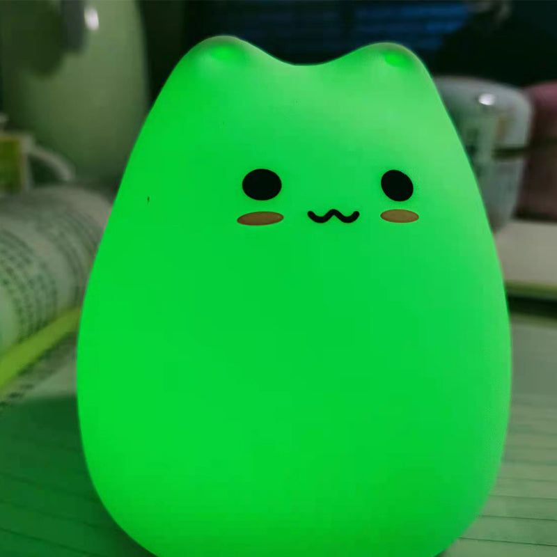 Cute Cat Baby Night Light 🐱✨ – 7 Colours, Touch, Soft Silicone • USB Rechargeable
