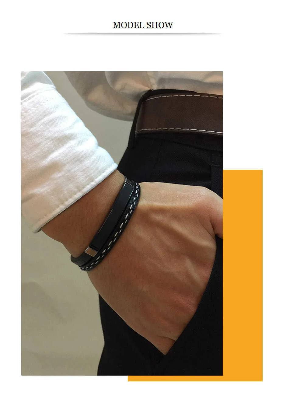 🔥 Leather & Steel Men’s Bracelet – Bold Minimalist Style 💥