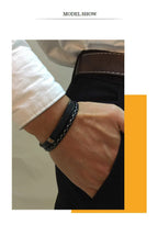 🔥 Leather & Steel Men’s Bracelet – Bold Minimalist Style 💥