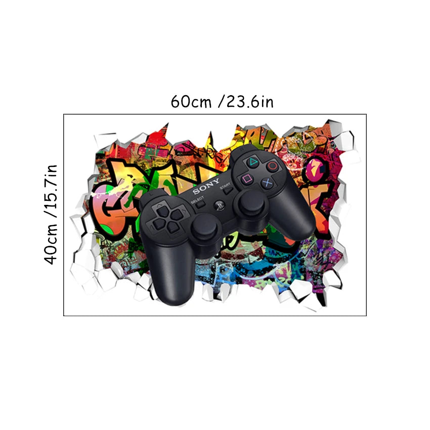 🔥 3D Gamer Wall Stickers – Broken Wall Effect 🎮✨