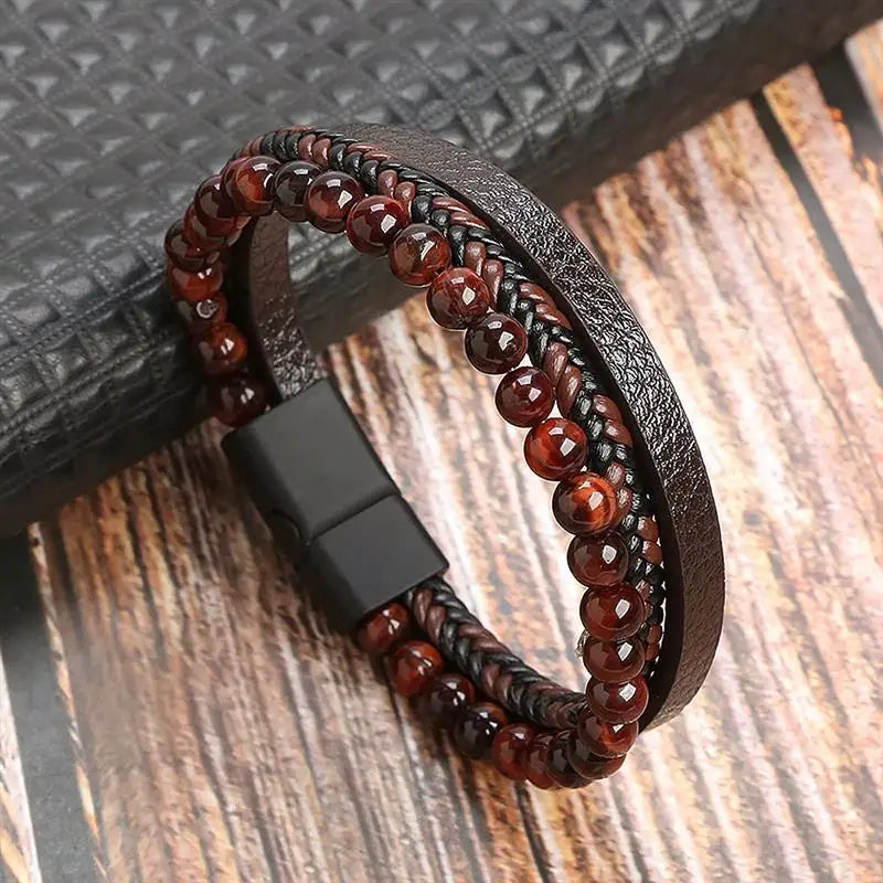 🔥 Leather Wrap Bracelet – Men’s Multi-Layer Wristband (108 Styles) 🔥