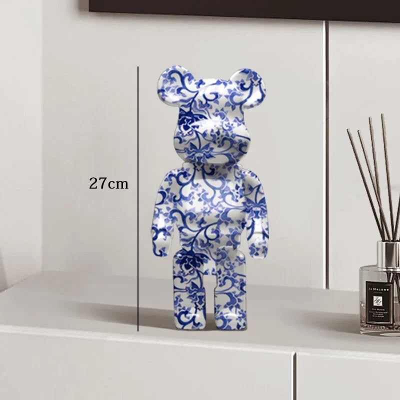 🧸✨ Graffiti Bear Resin Statue – 27cm Artistic Decor Figurine