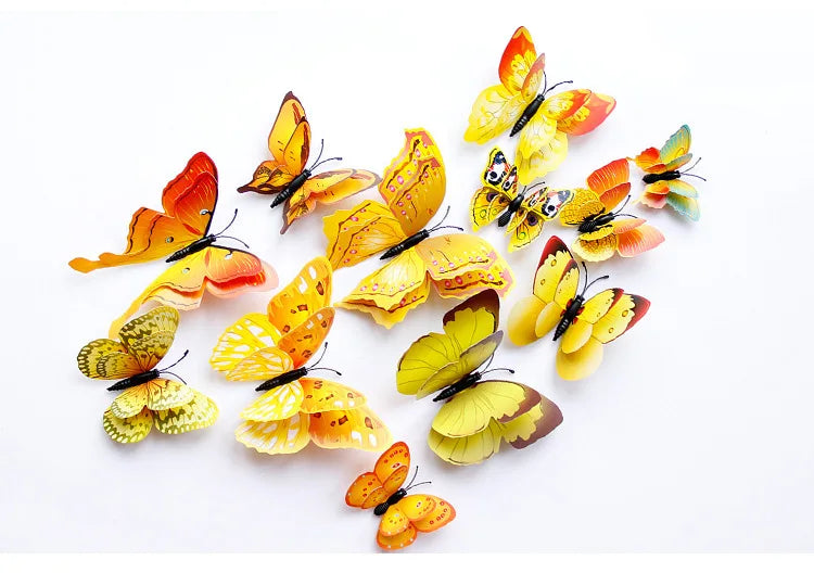 🌈 3D Butterfly Wall Stickers – Double-Layer Decorative Set (12pcs) 🦋✨