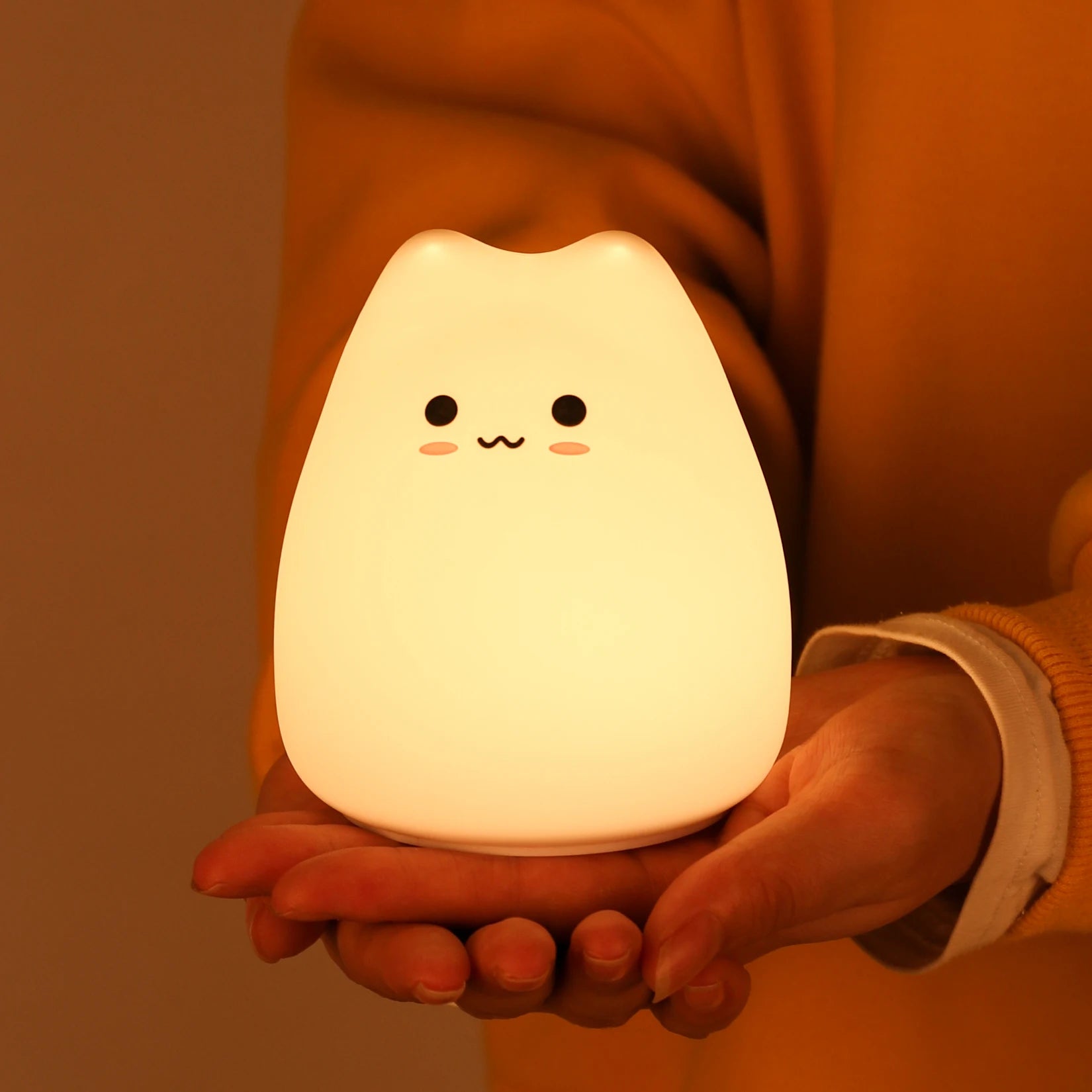 Cute Cat Baby Night Light 🐱✨ – 7 Colours, Touch, Soft Silicone • USB Rechargeable
